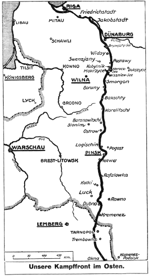 Karte zum Ersten Weltkrieg: Ostfront