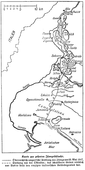 Karte zum 1. Weltkrieg: 10. Isonzoschlacht
