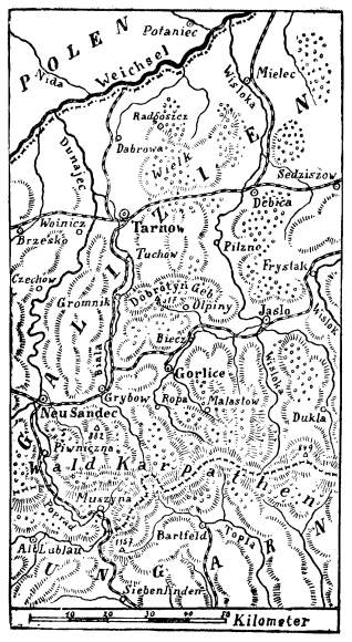 Karte zum 1. Weltkrieg: Gorlice-Tarnow
