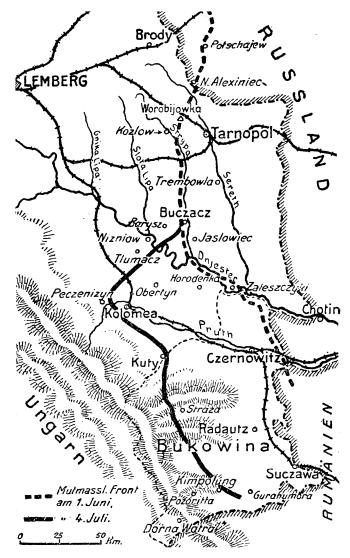 Karte zum 1. Weltkrieg: Ostfront