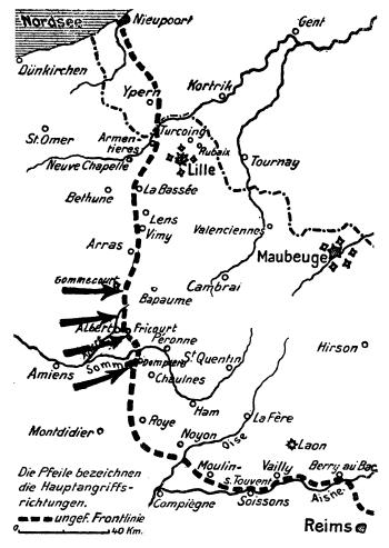 Karte zum 1. Weltkrieg: Westfront